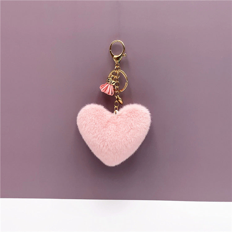 Wholesale Tassel peach heart keychain cute bag pendant heart-shaped plush car keychain